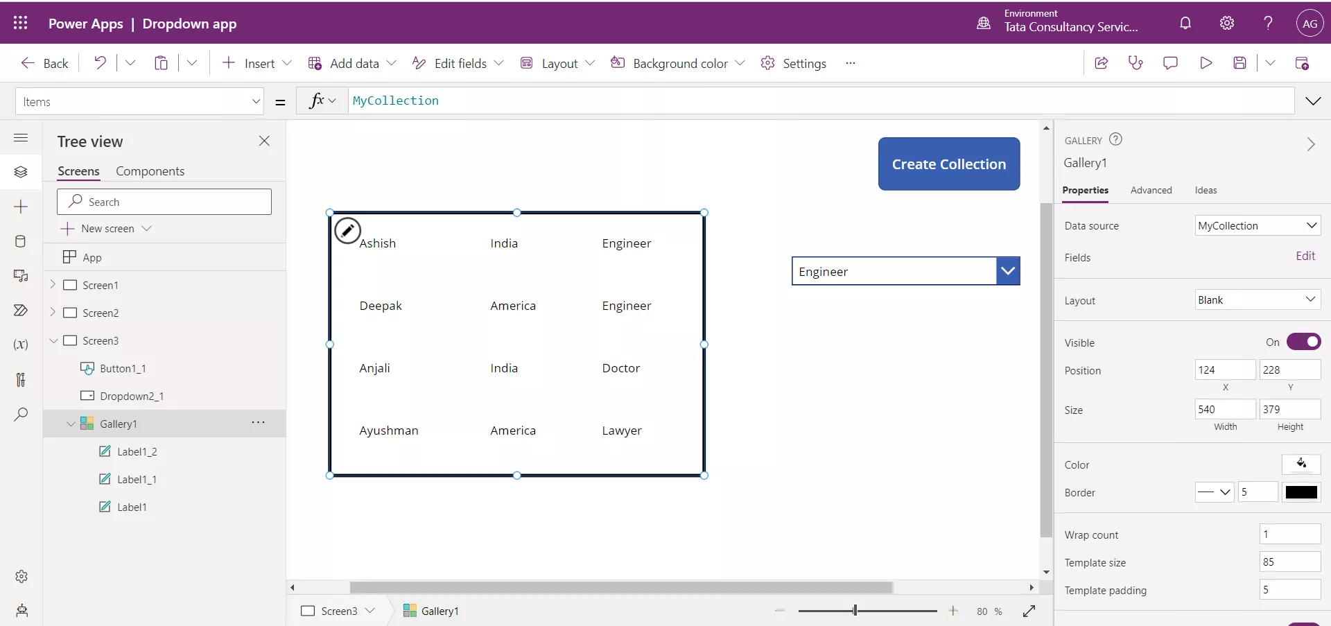 Dropdown Default Items Selected Value Filter Gallery Using Dropdown 