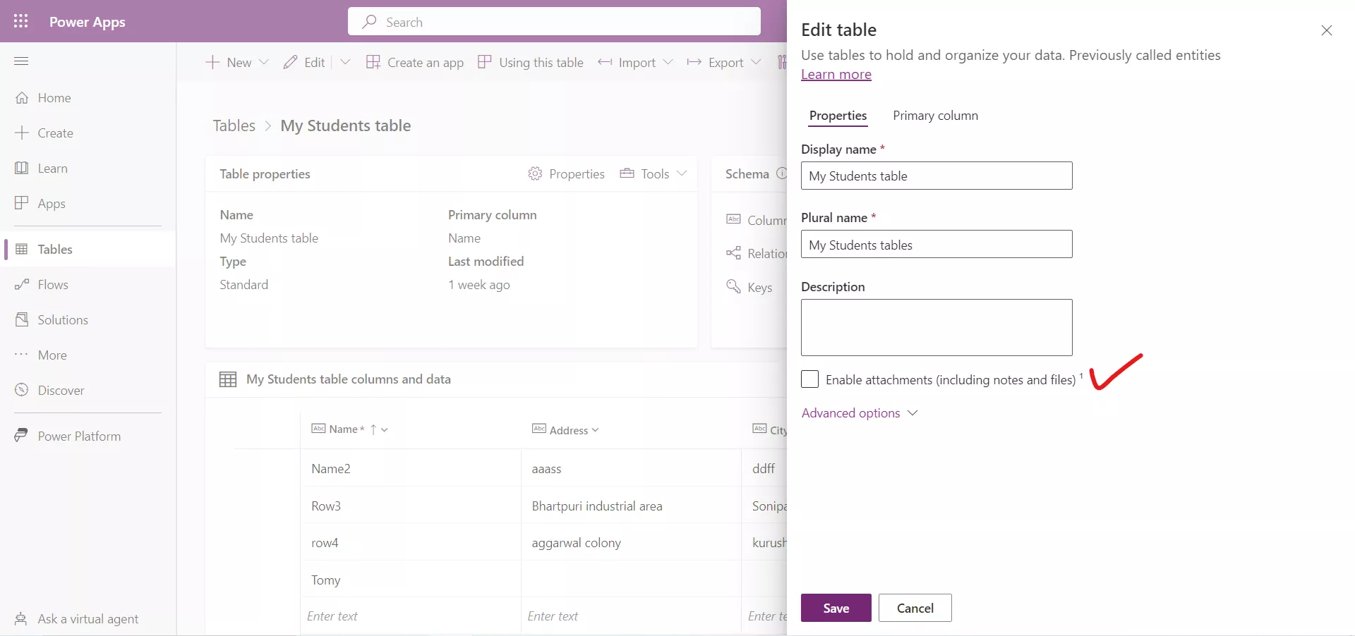 Enable Attachment in Dataverse