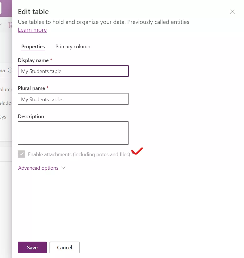 Enable Attachment in Dataverse