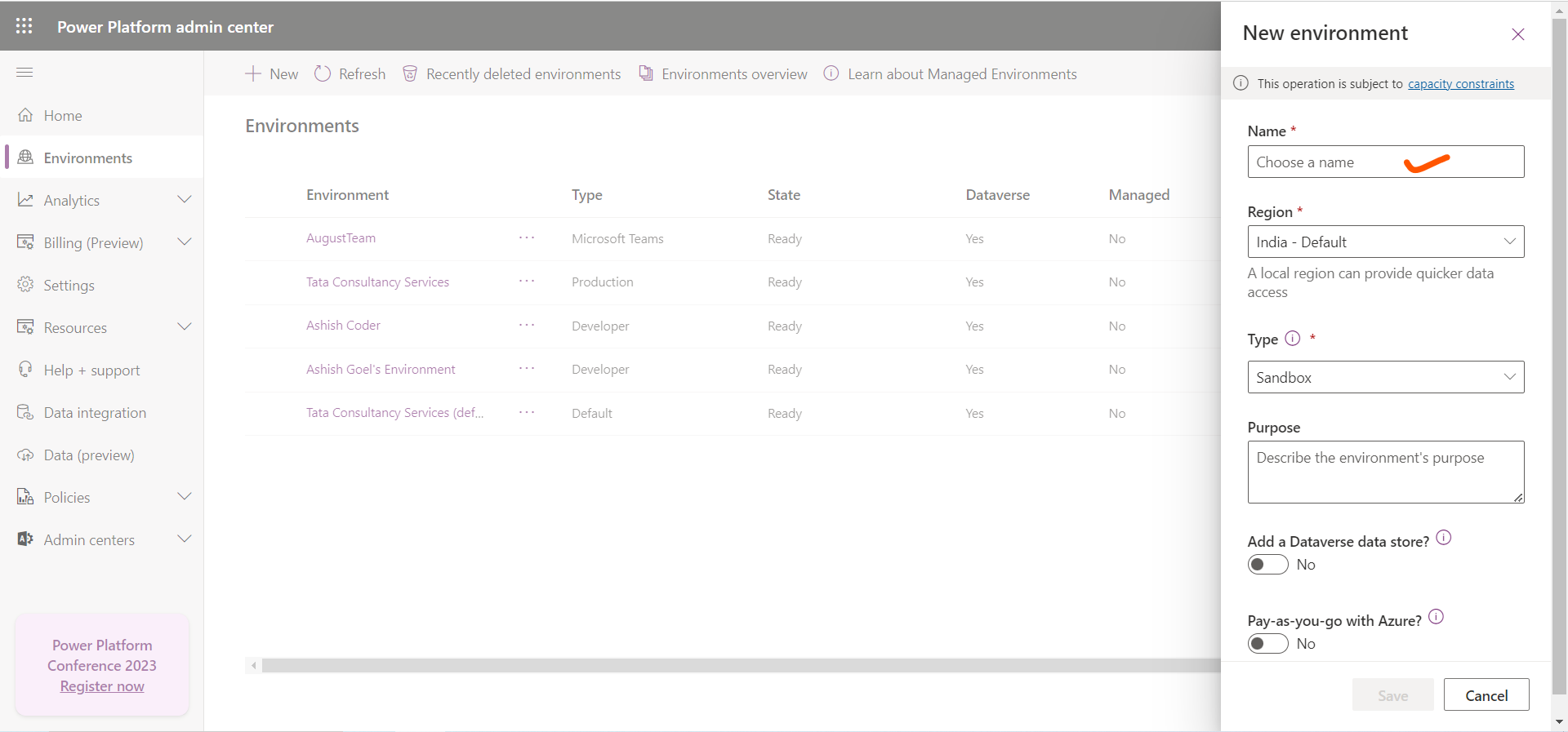 Environment in Power Platform