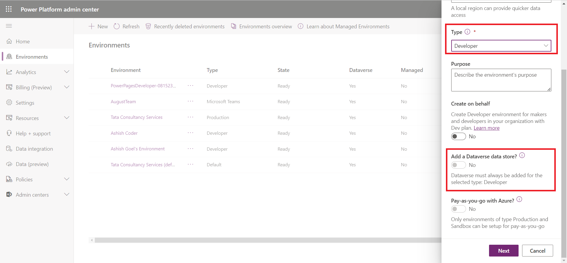 Environment in Power Platform