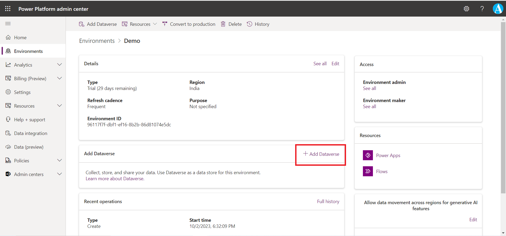 Environment in Power Platform