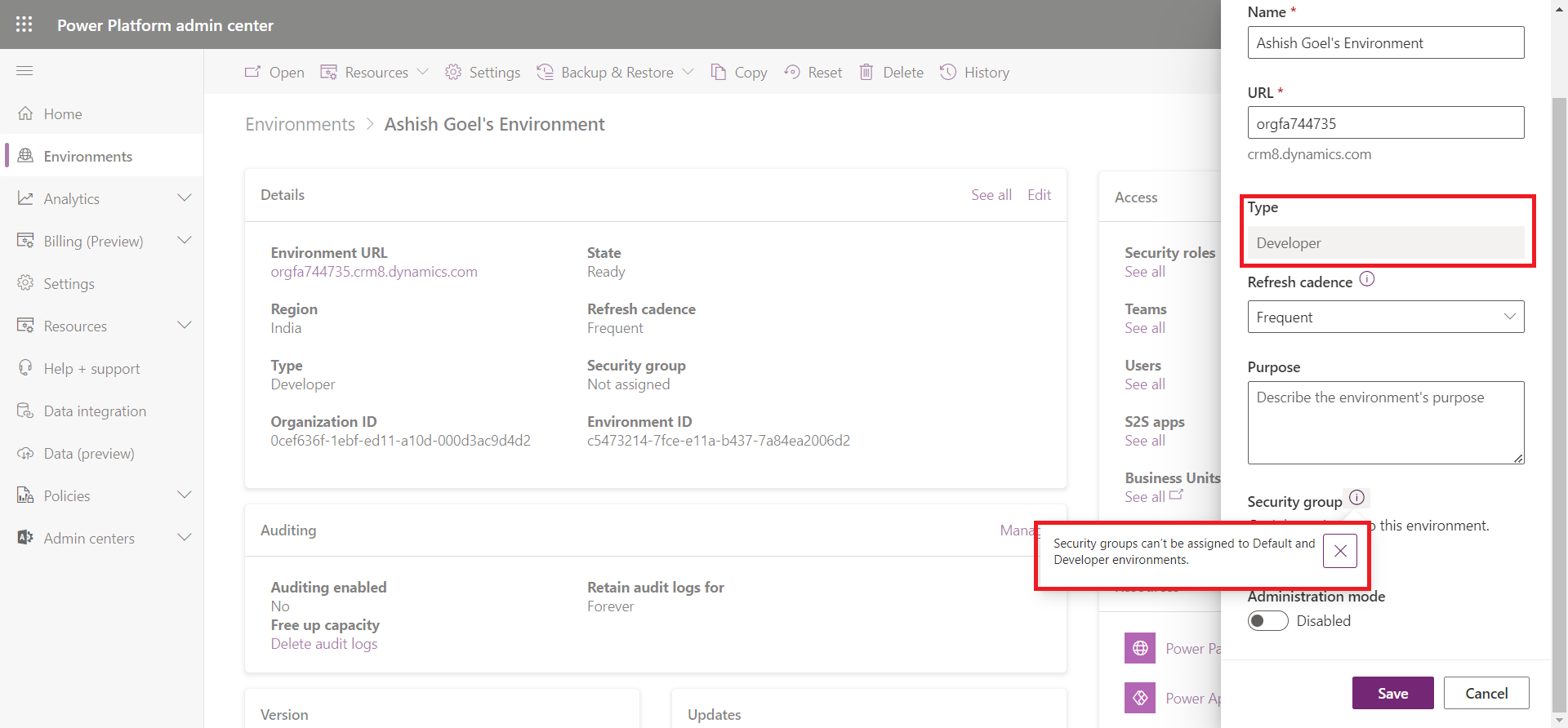 Environment in Power Platform