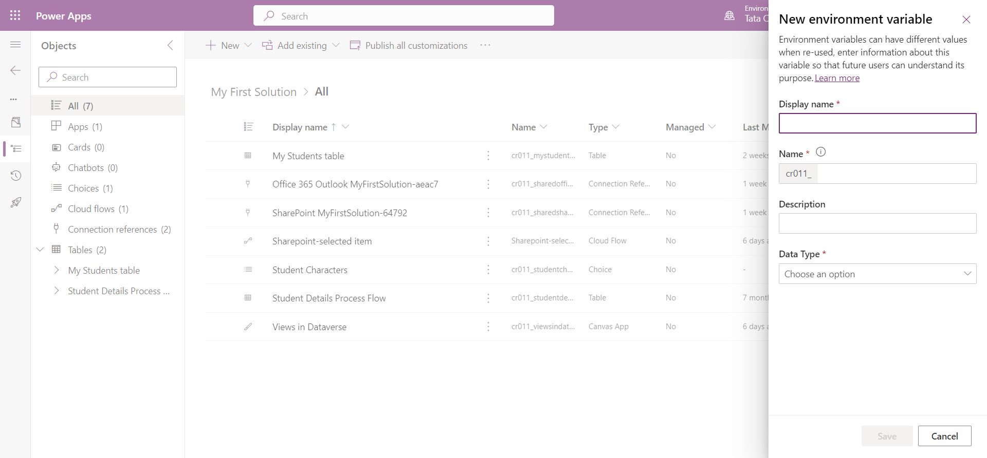 Environment variables in Solution Environment variables in Solution