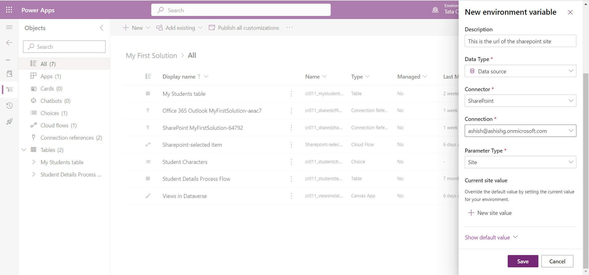 Environment variables in Solution Environment variables in Solution