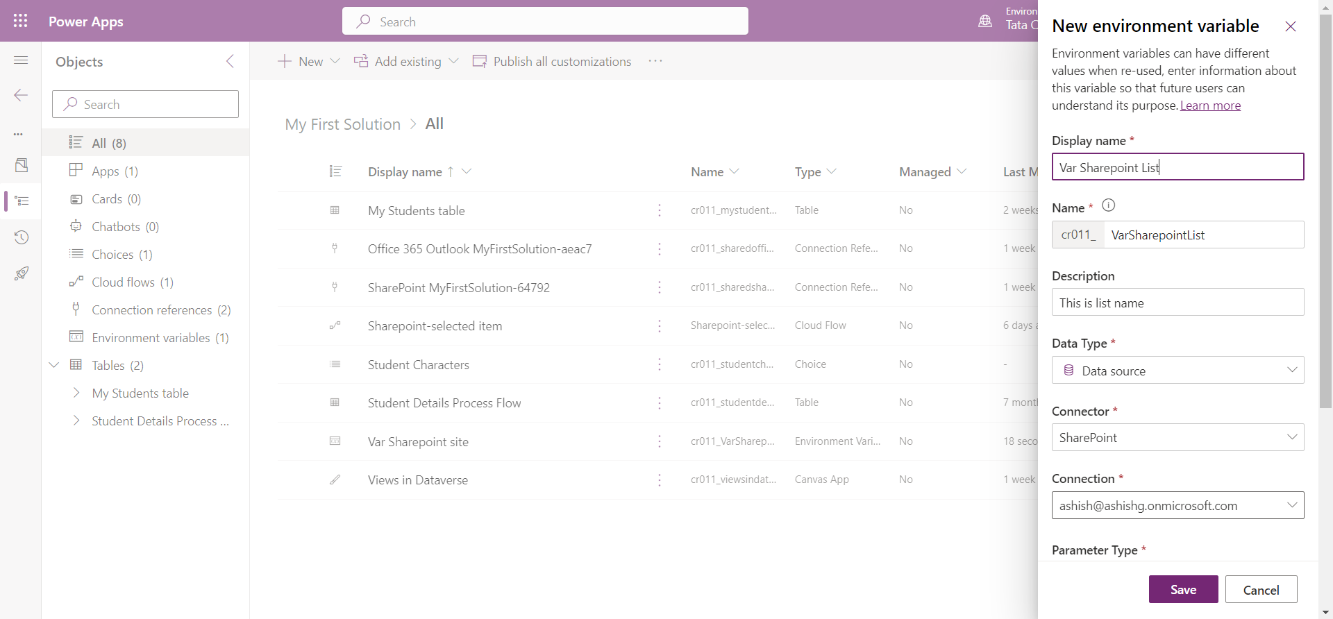 Environment variables in Solution Environment variables in Solution