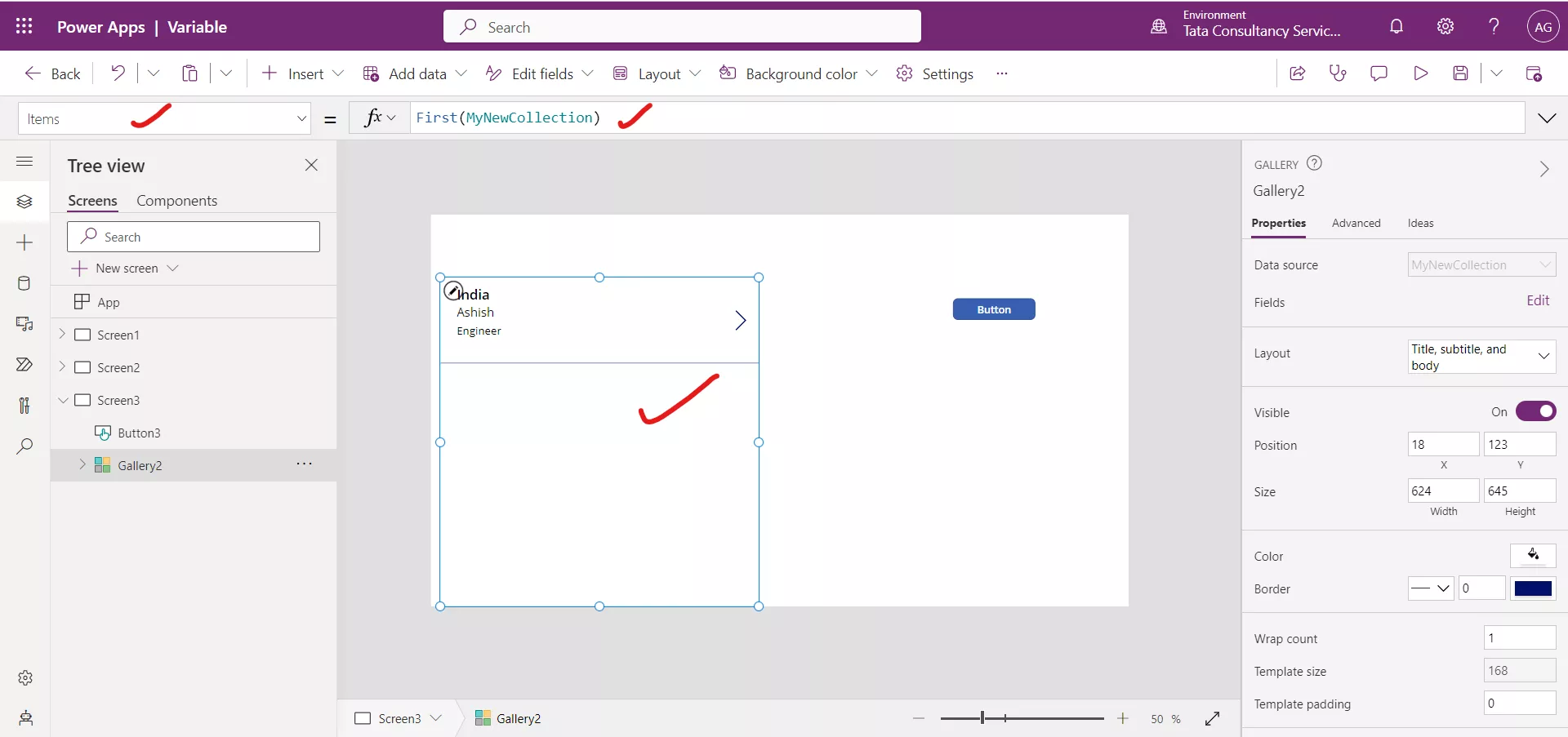 First, Last and Index powerapps functions