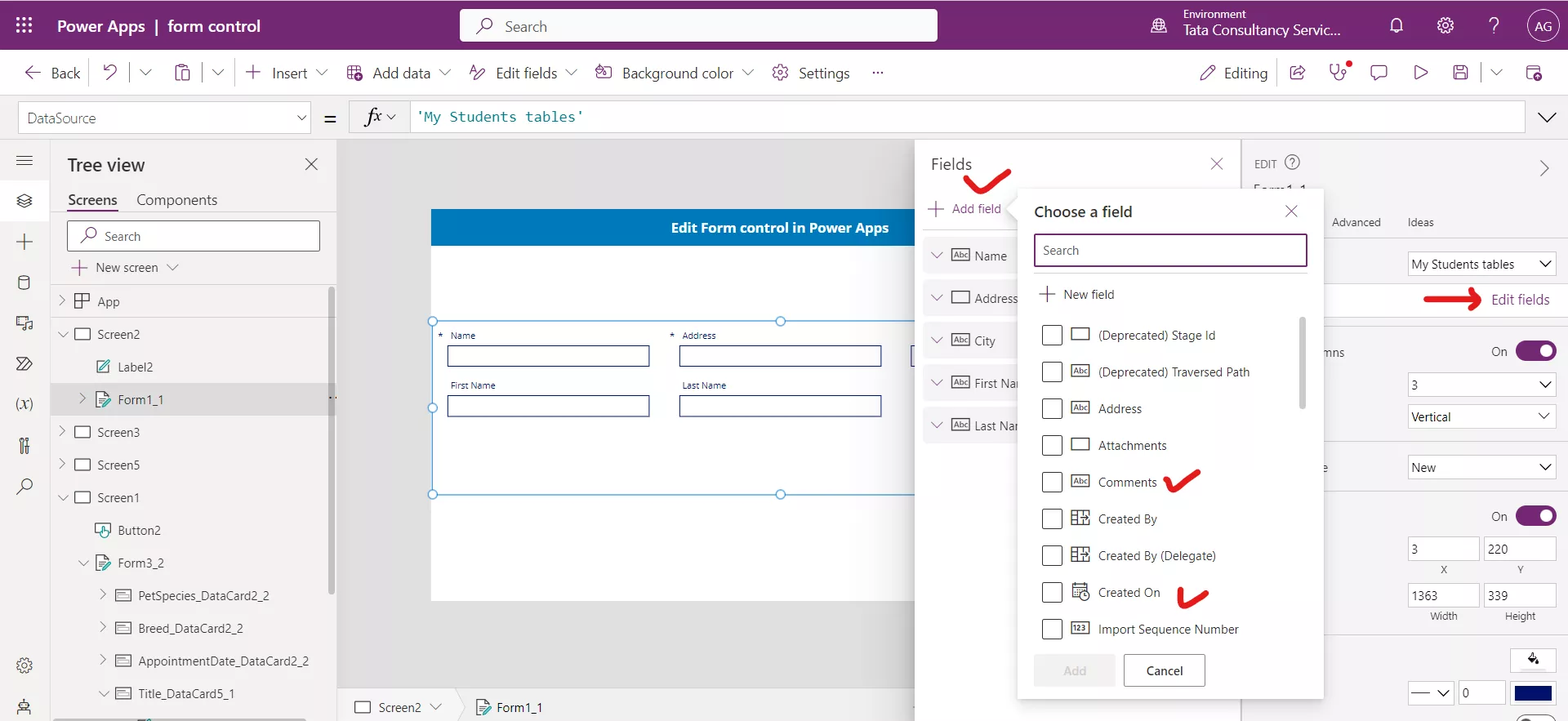 Form control in Power Apps