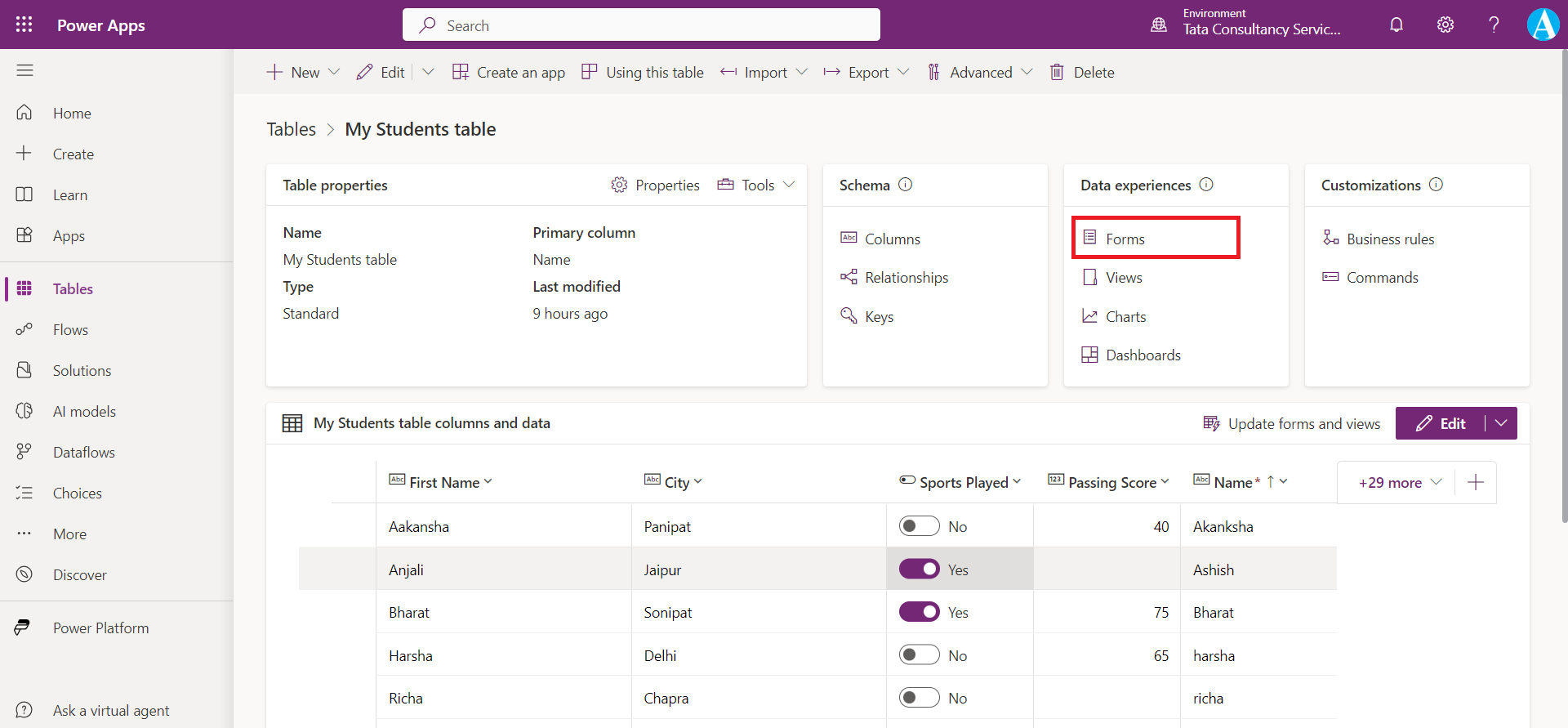 Forms in Model Driven Apps