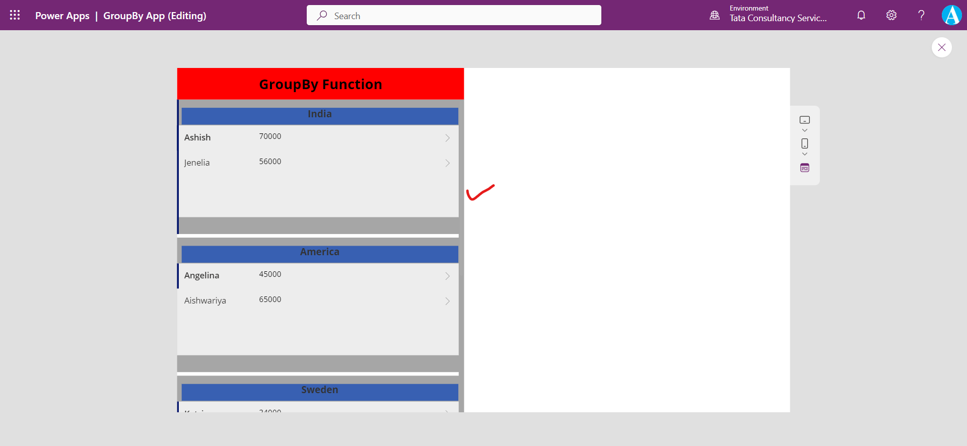 GroupBy function in Power Apps