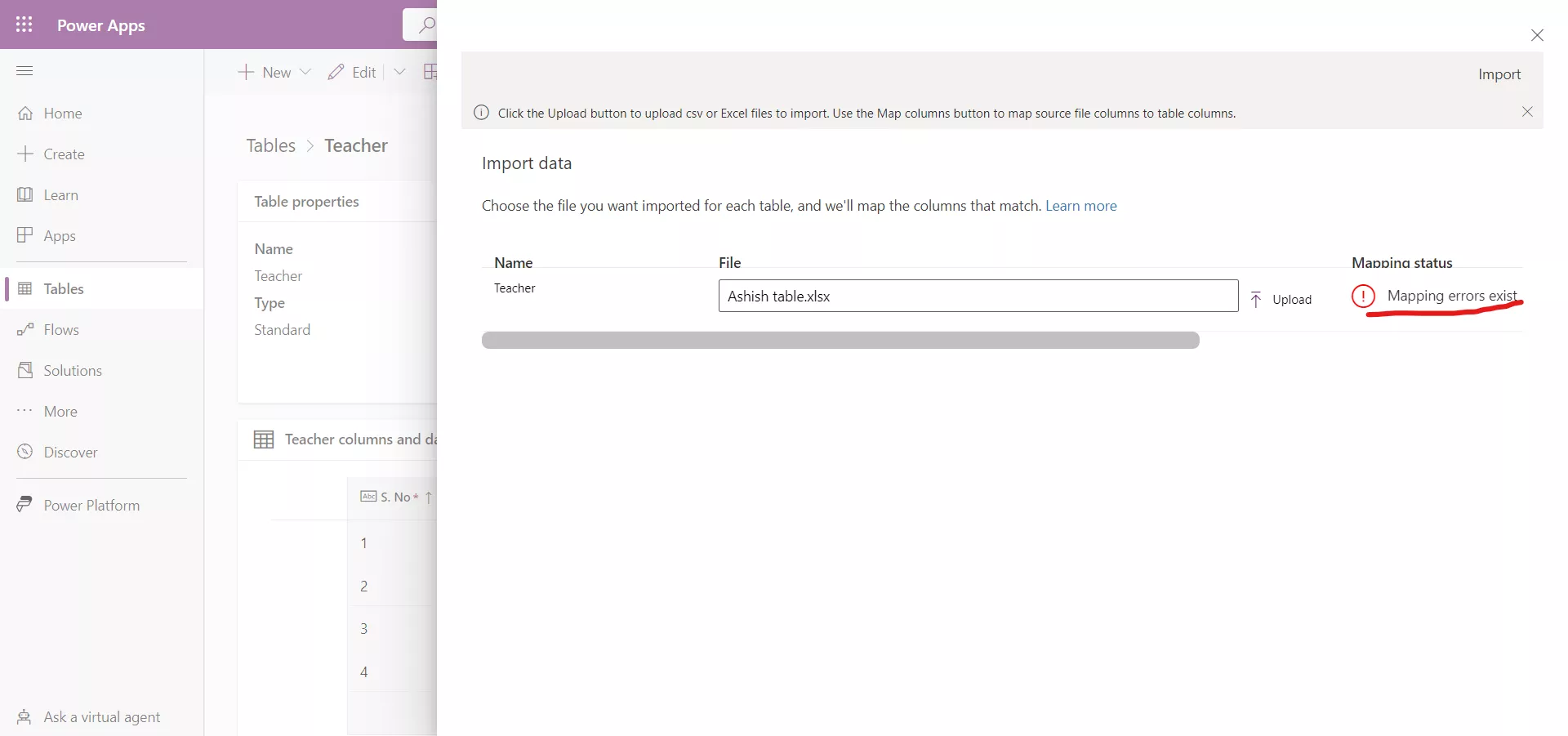 Import data into the Microsoft Dataverse Table