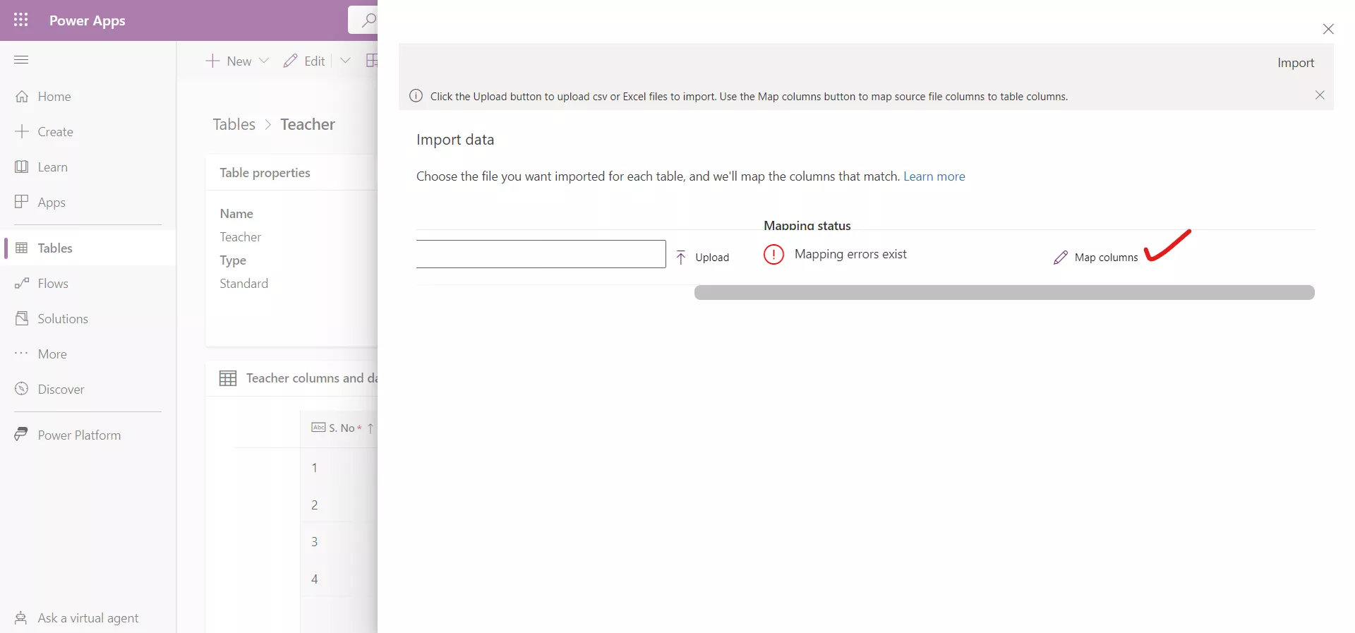 Import data into the Microsoft Dataverse Table