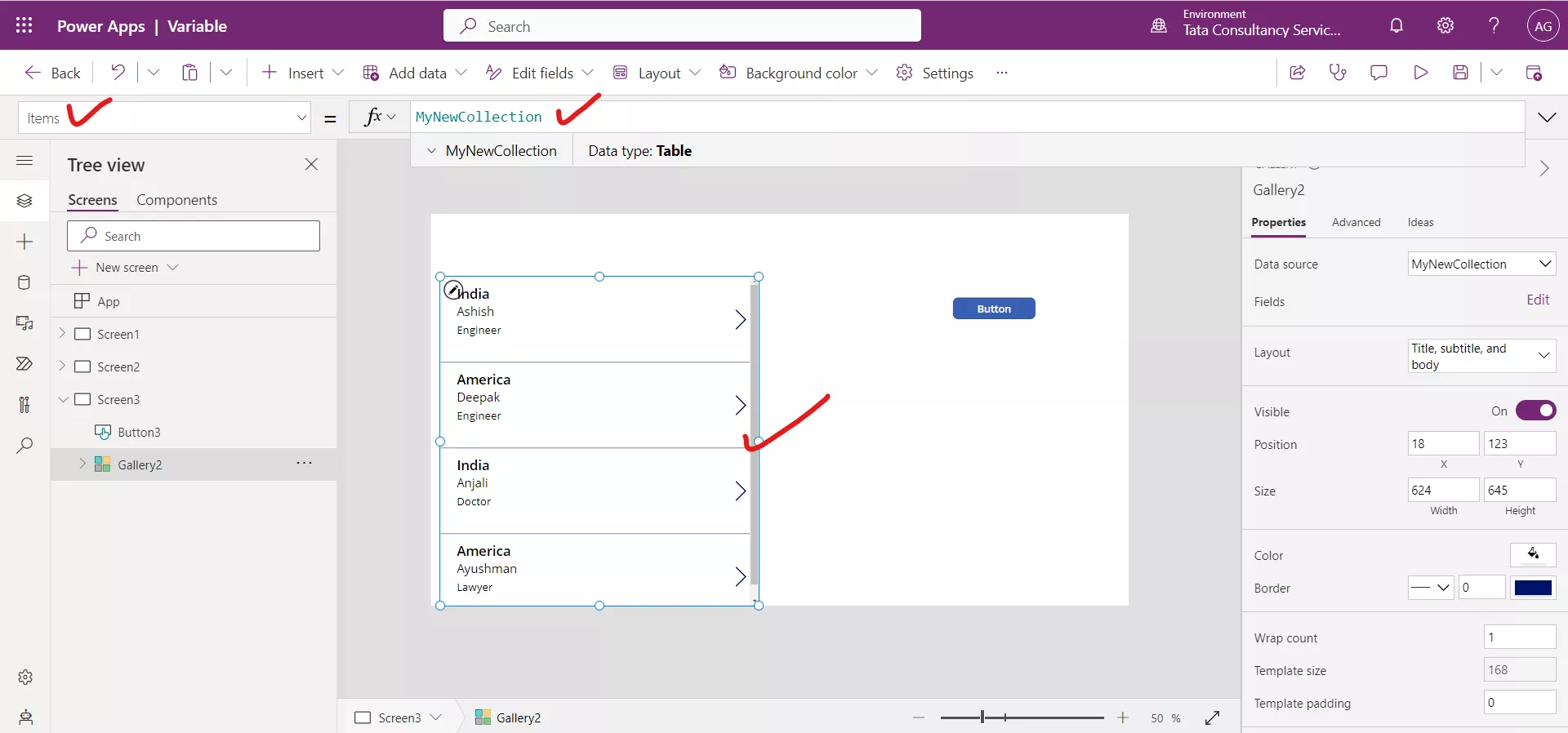 First, Last and Index powerapps functions