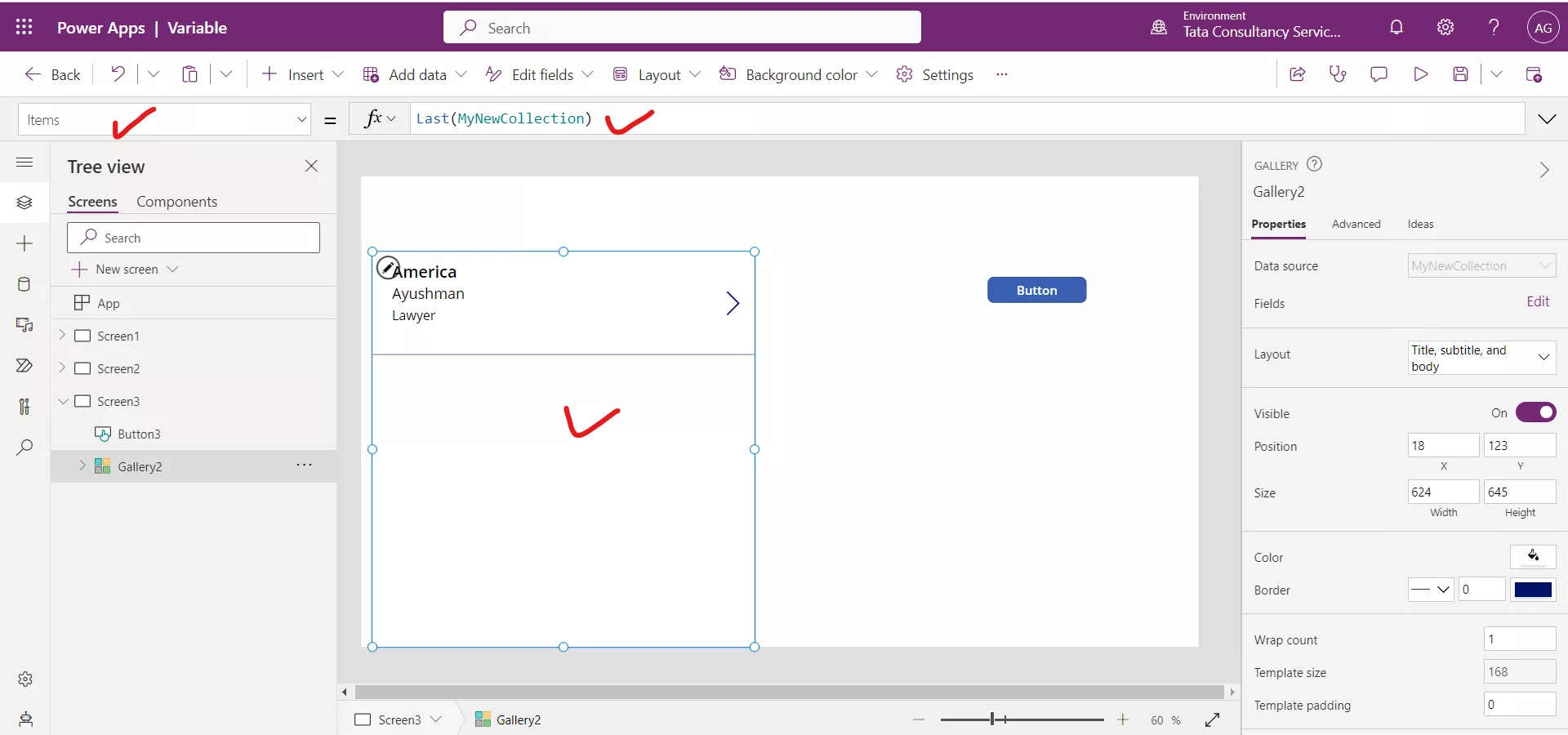 First, Last and Index powerapps functions