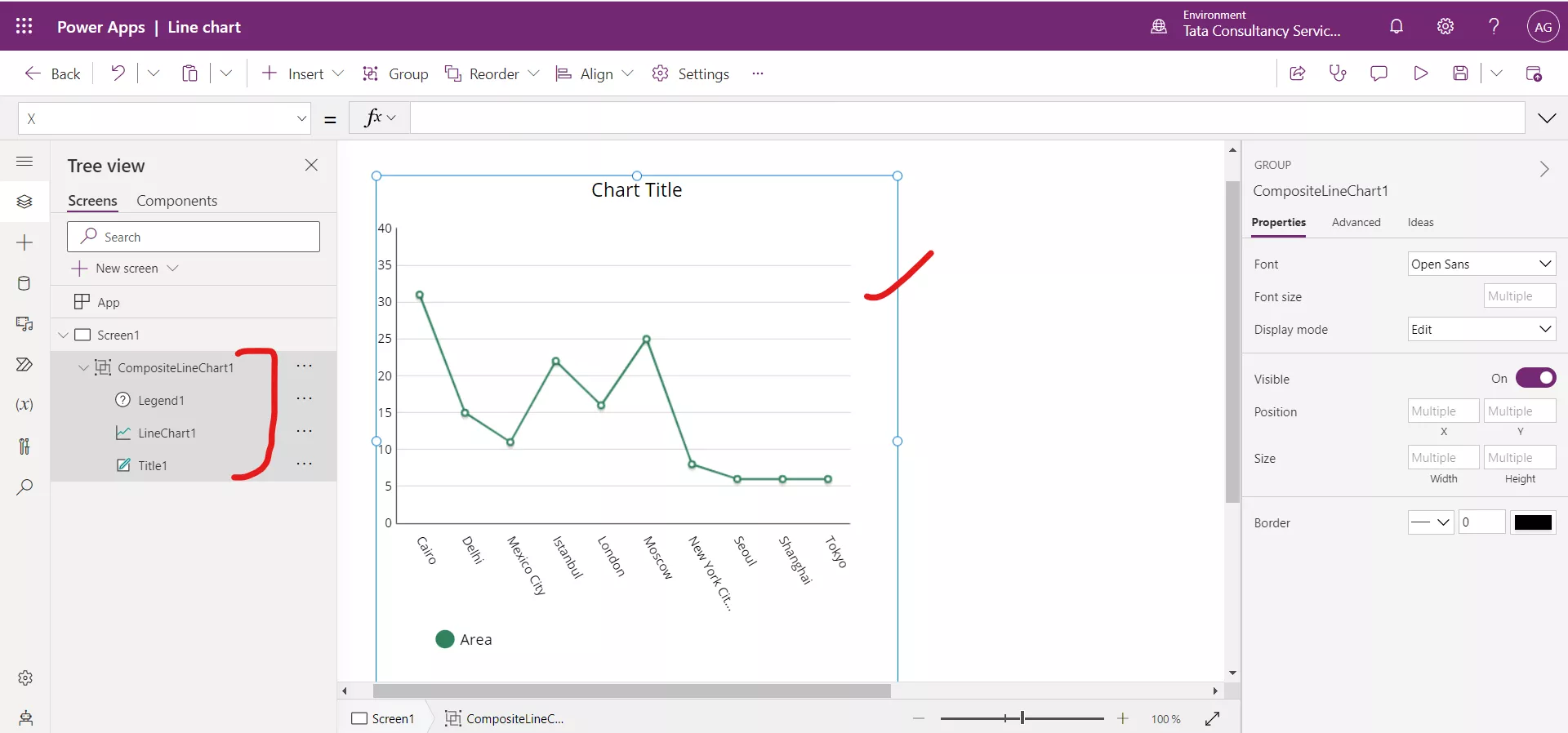 Line chart in Power Apps