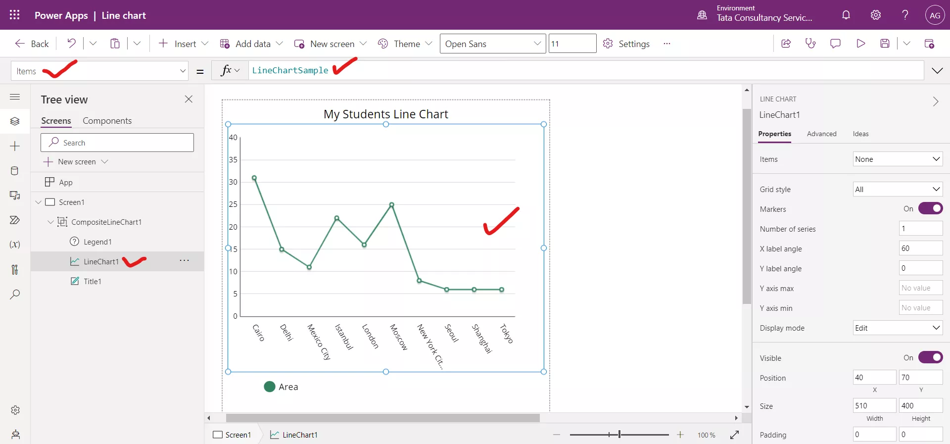 Line chart in Power Apps