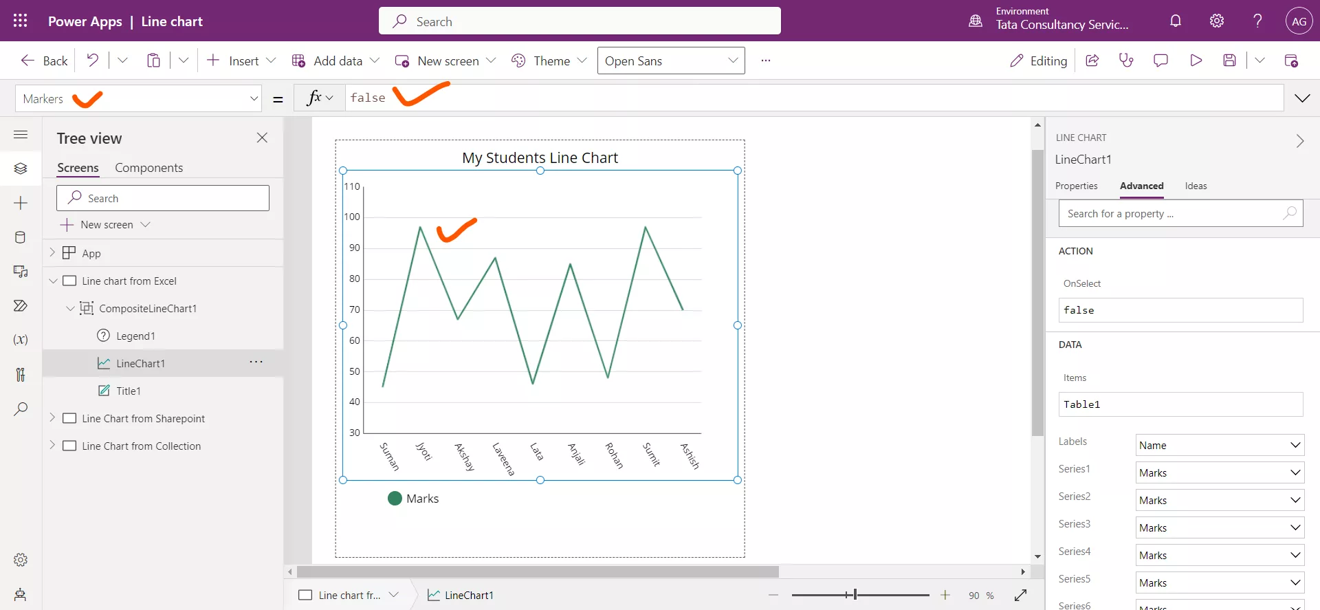 Line chart in Power Apps