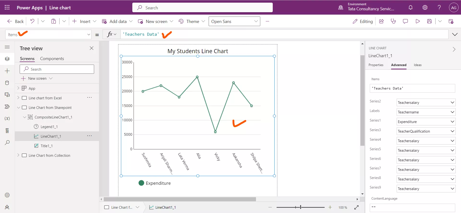 Line chart in Power Apps