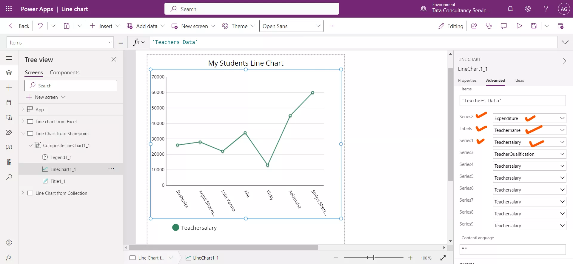 Line chart in Power Apps