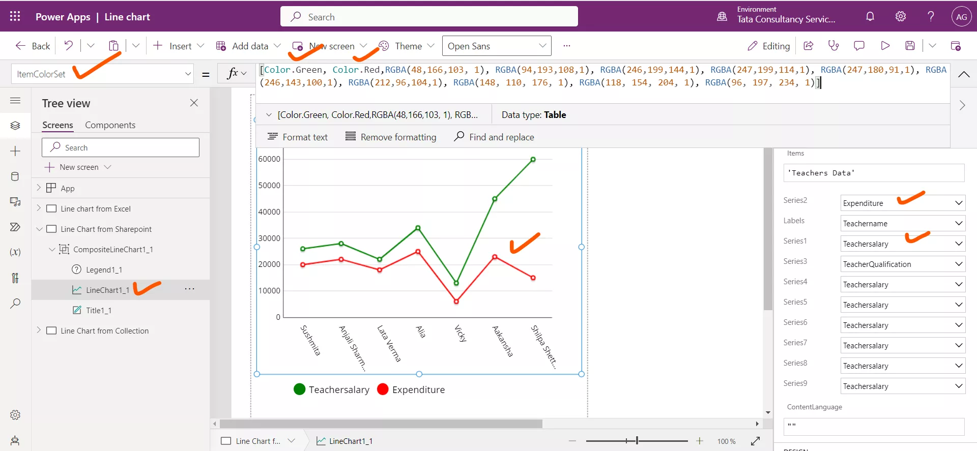 Line chart in Power Apps