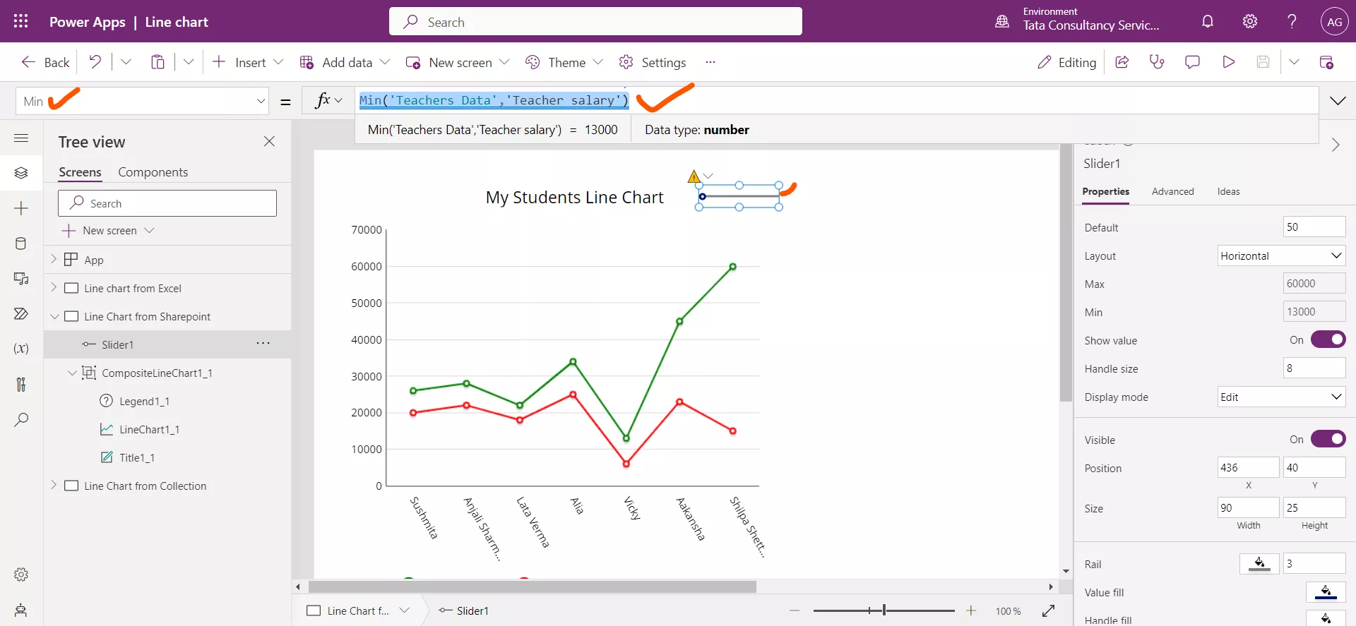 Line chart in Power Apps