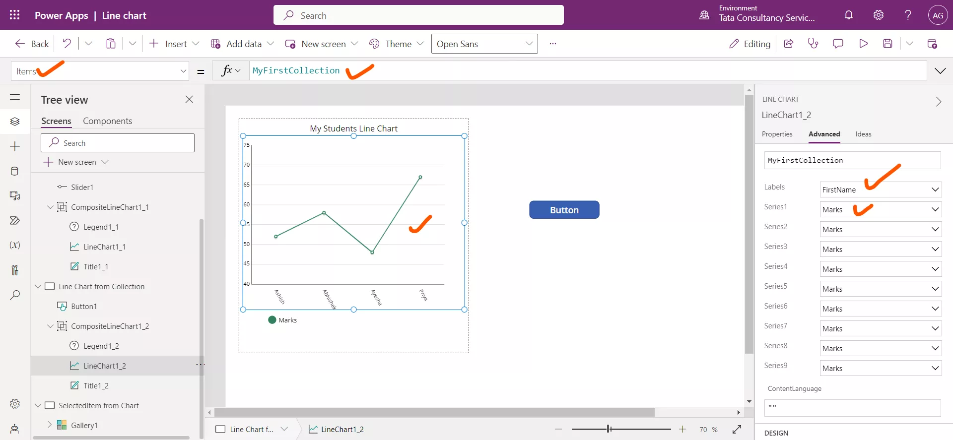 Line chart in Power Apps