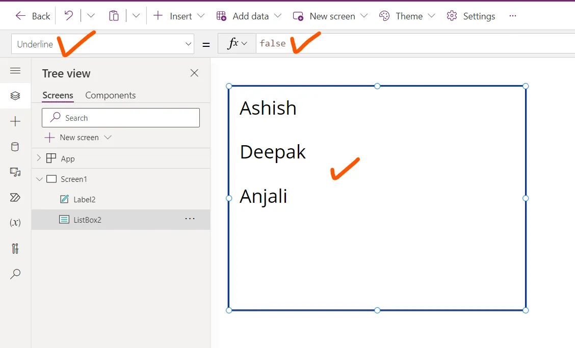 List Box control in Power Apps