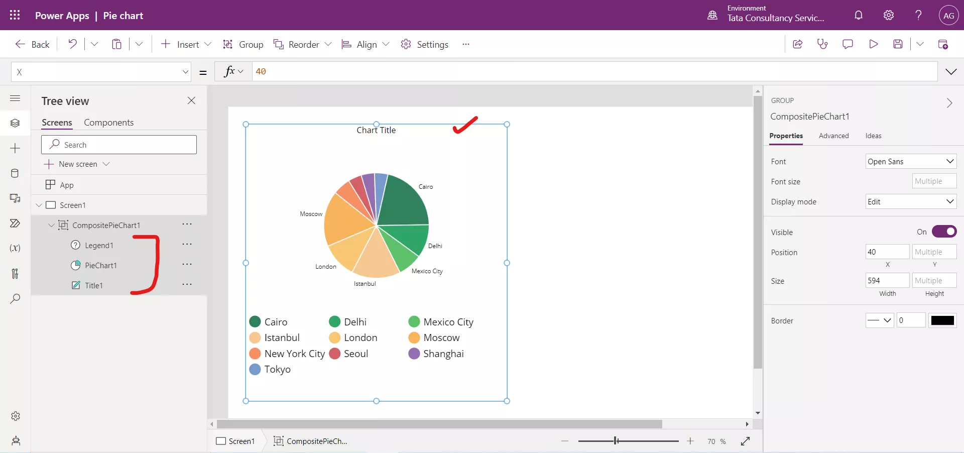 Pie chart in Power Apps