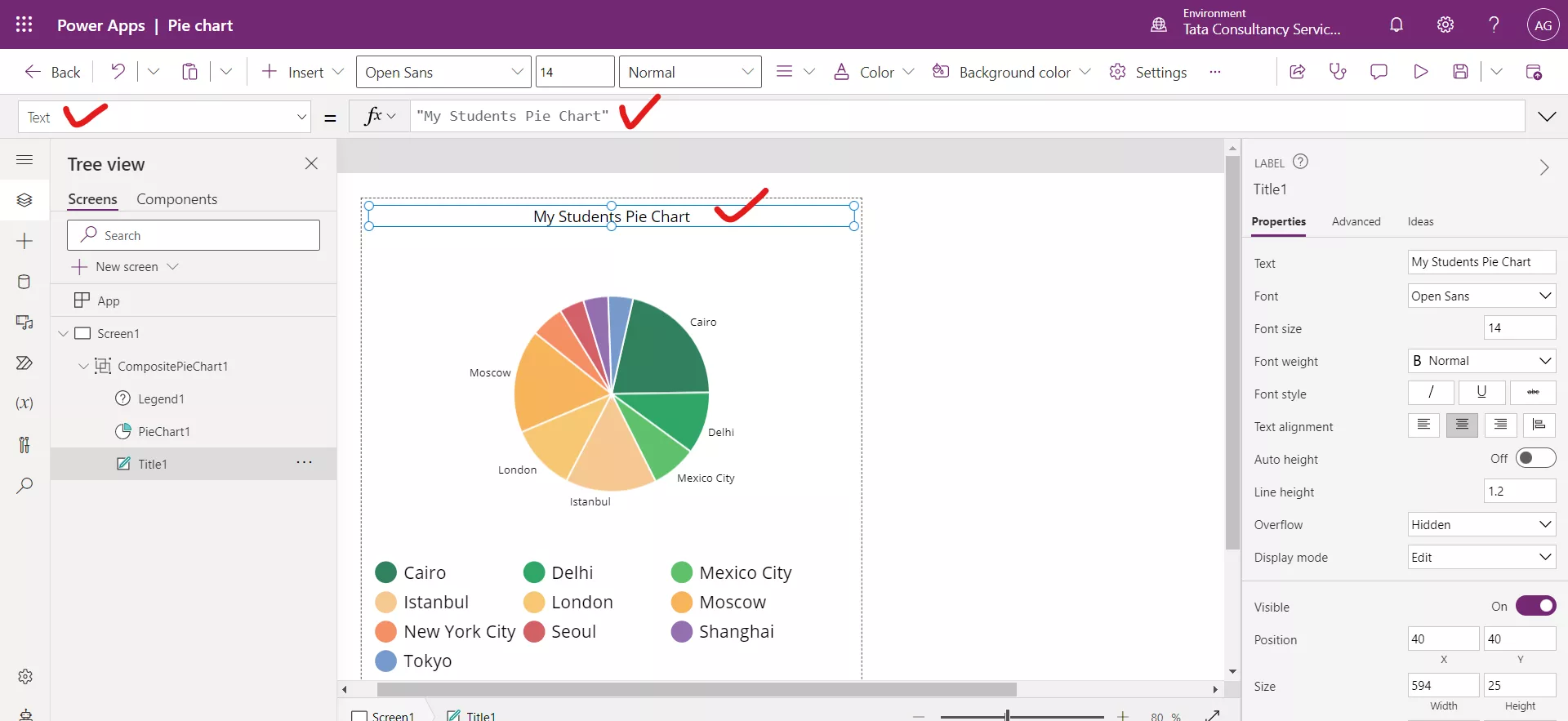 Pie chart in Power Apps