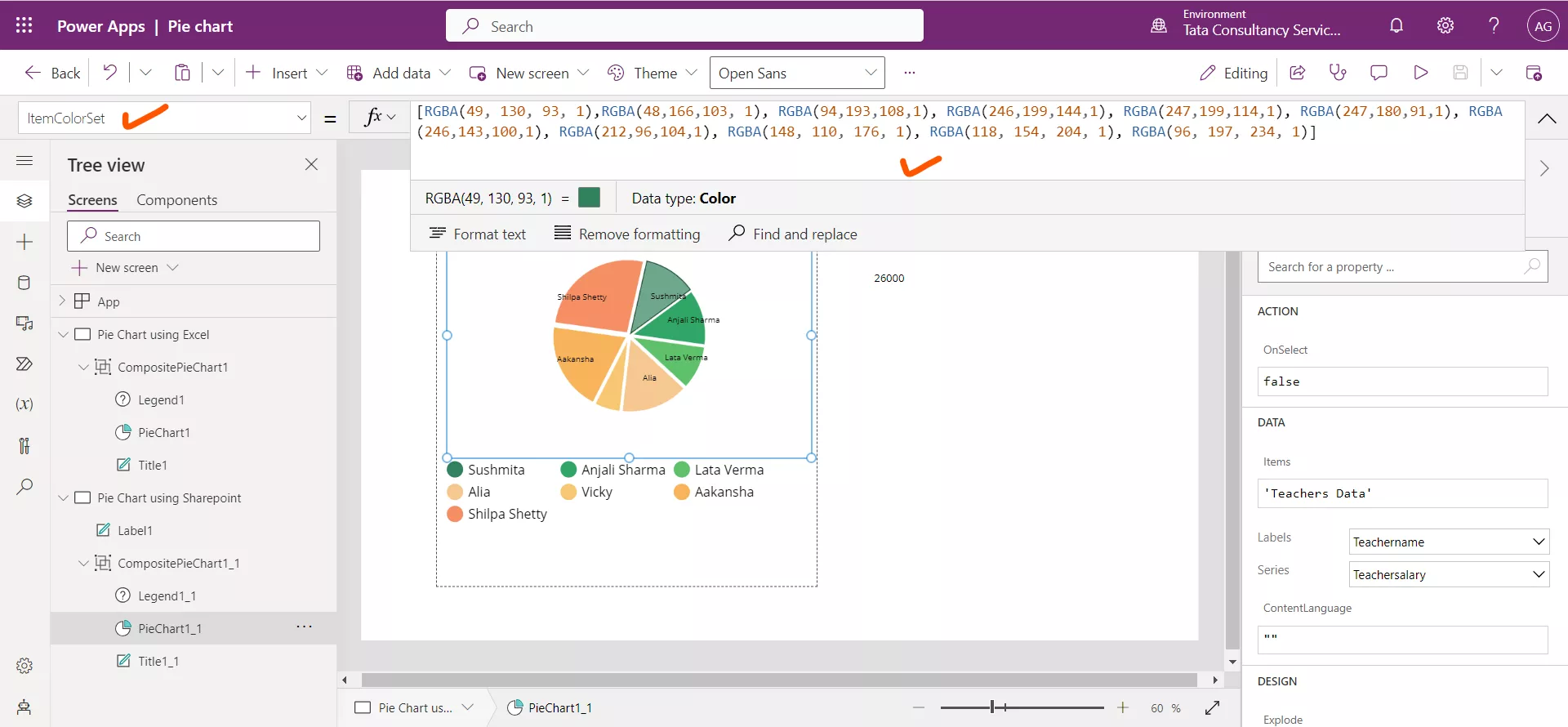 Pie chart in Power Apps