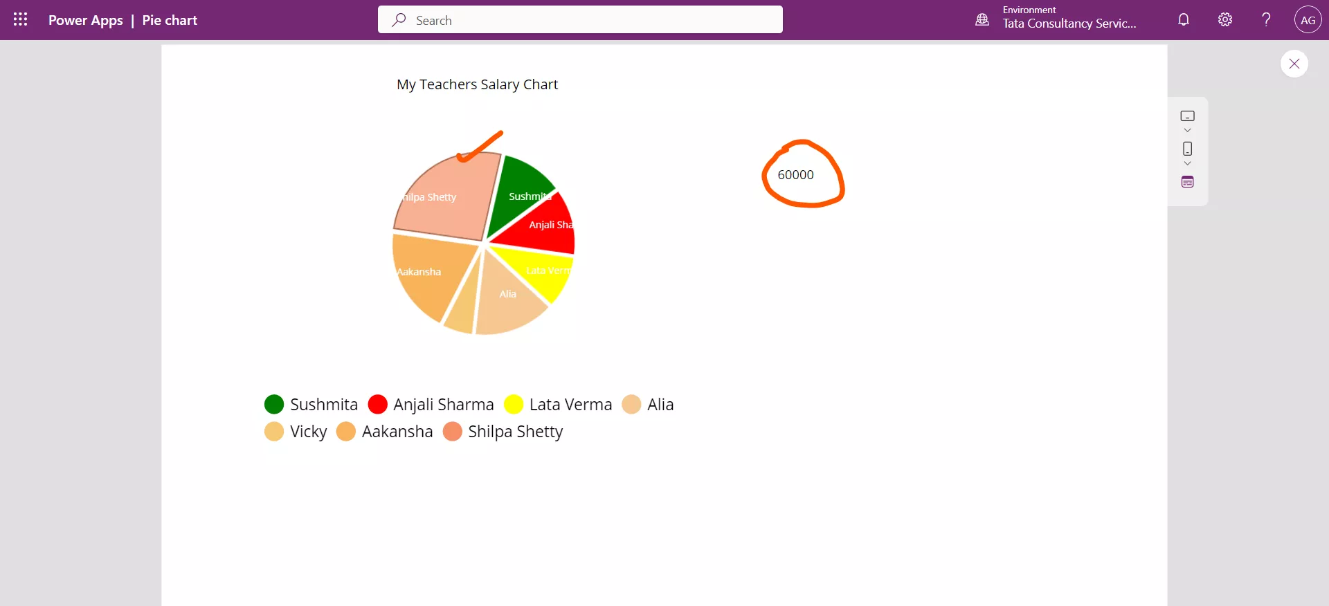 Pie chart in Power Apps