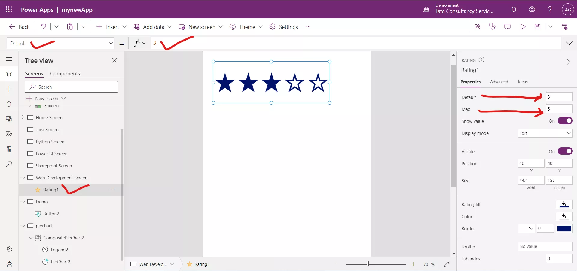 Rating control in Power Apps