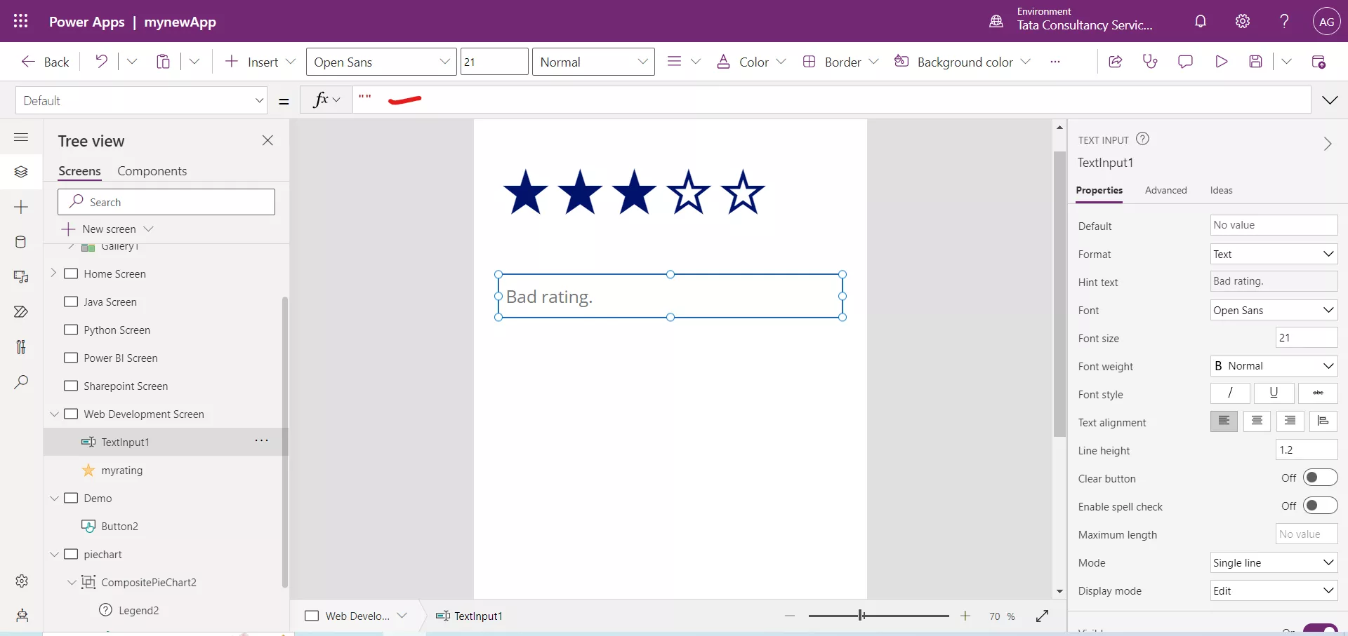 Rating control in Power Apps