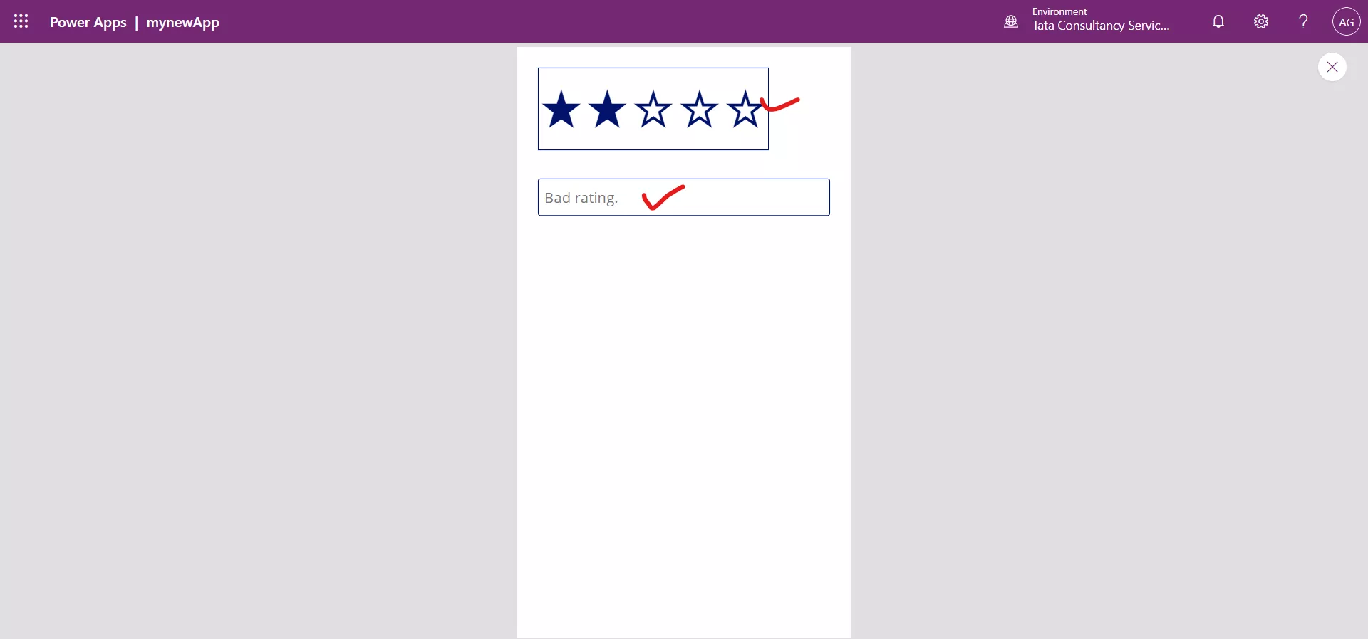 Rating control in Power Apps