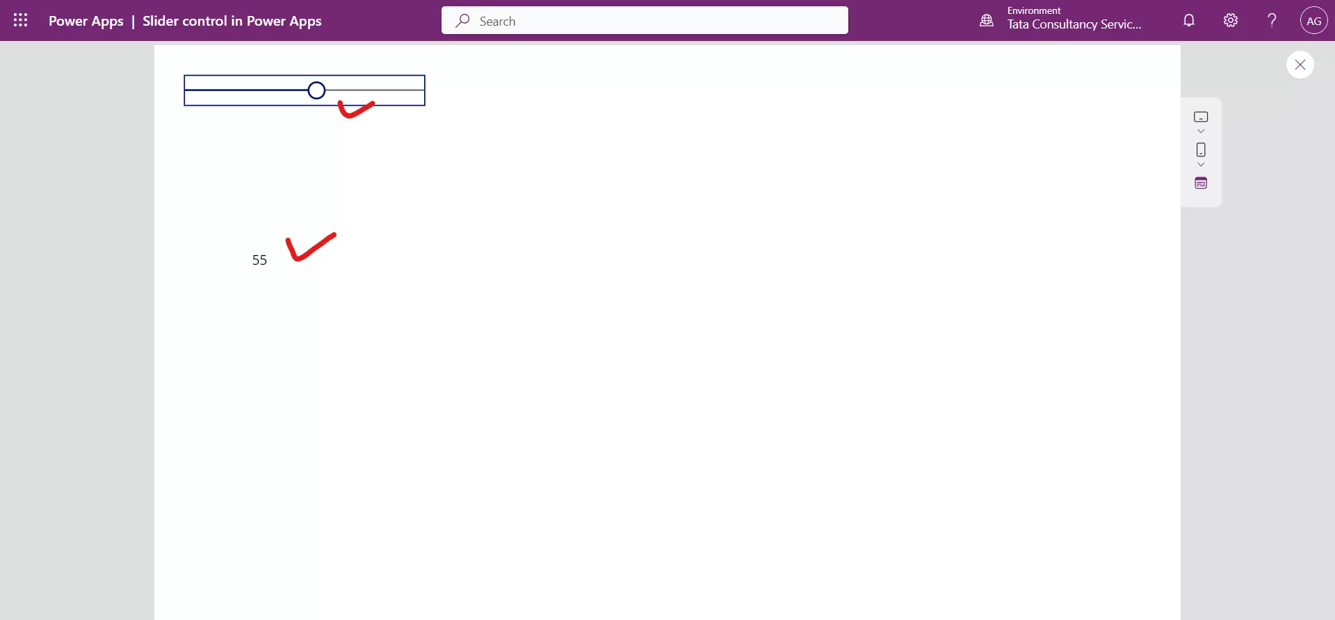 Slider control in Power Apps