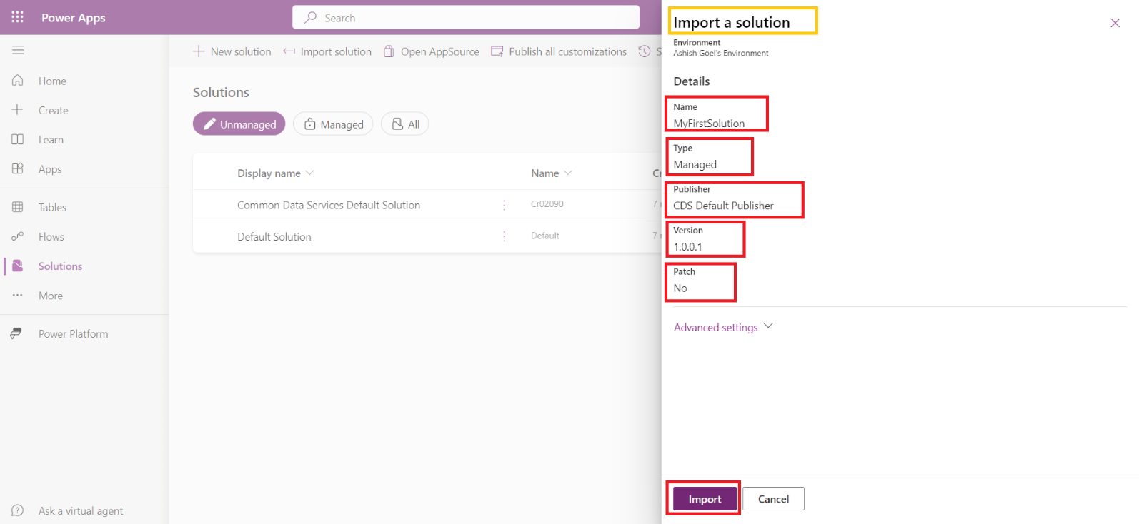 Solutions in Power Platform