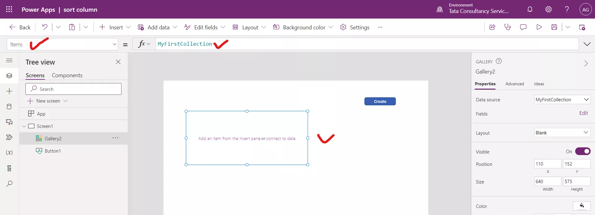 Sort function in Power Apps