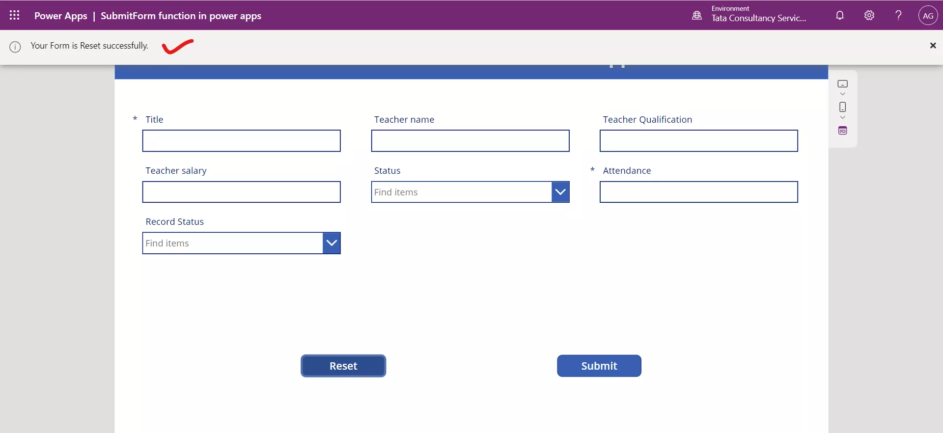 SubmitForm function in Power Apps