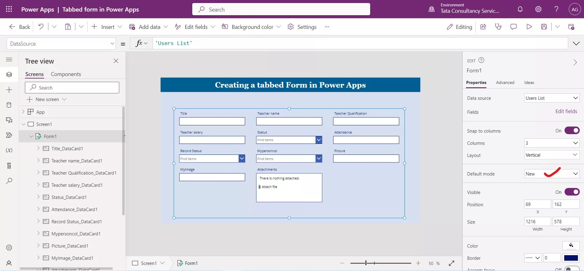 Tabbed Form in Power Apps