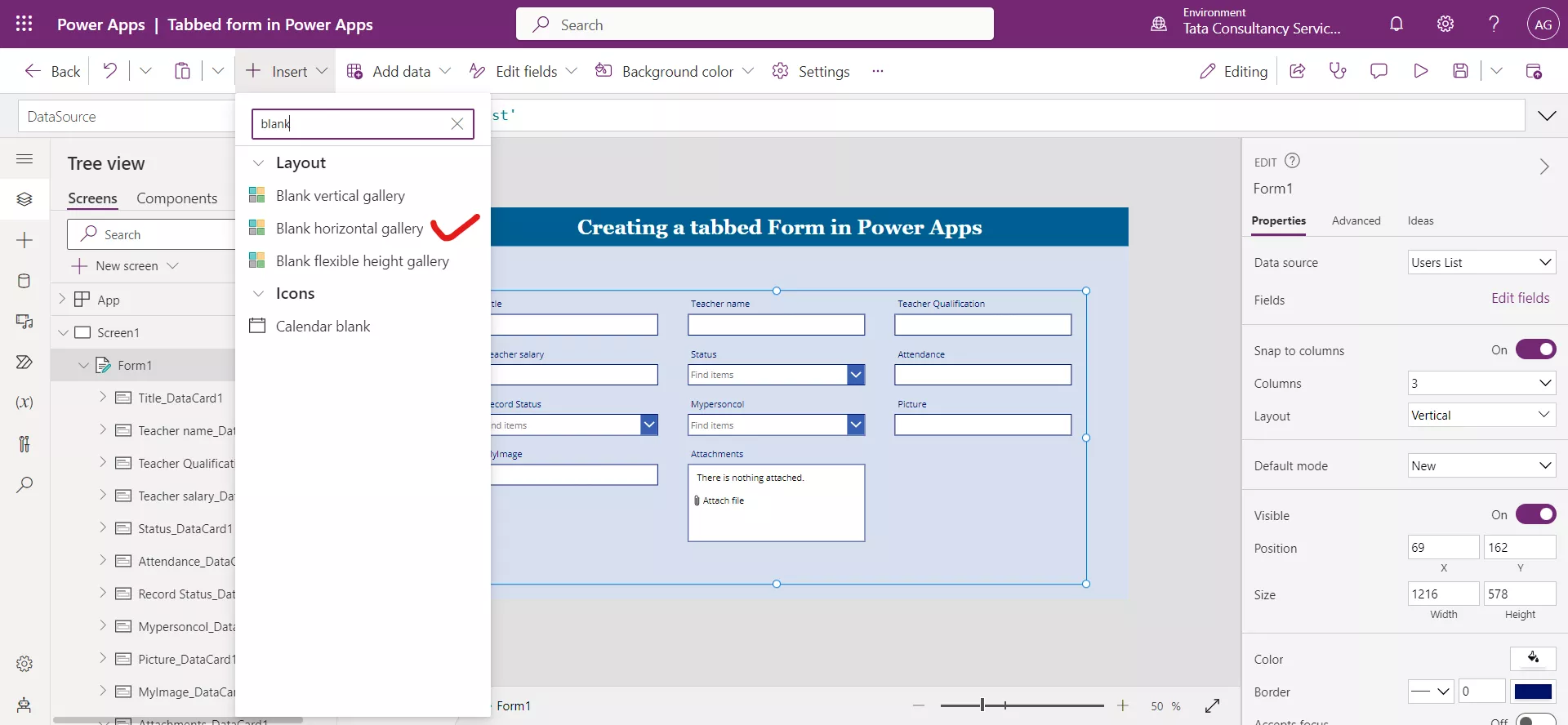 Tabbed Form in Power Apps