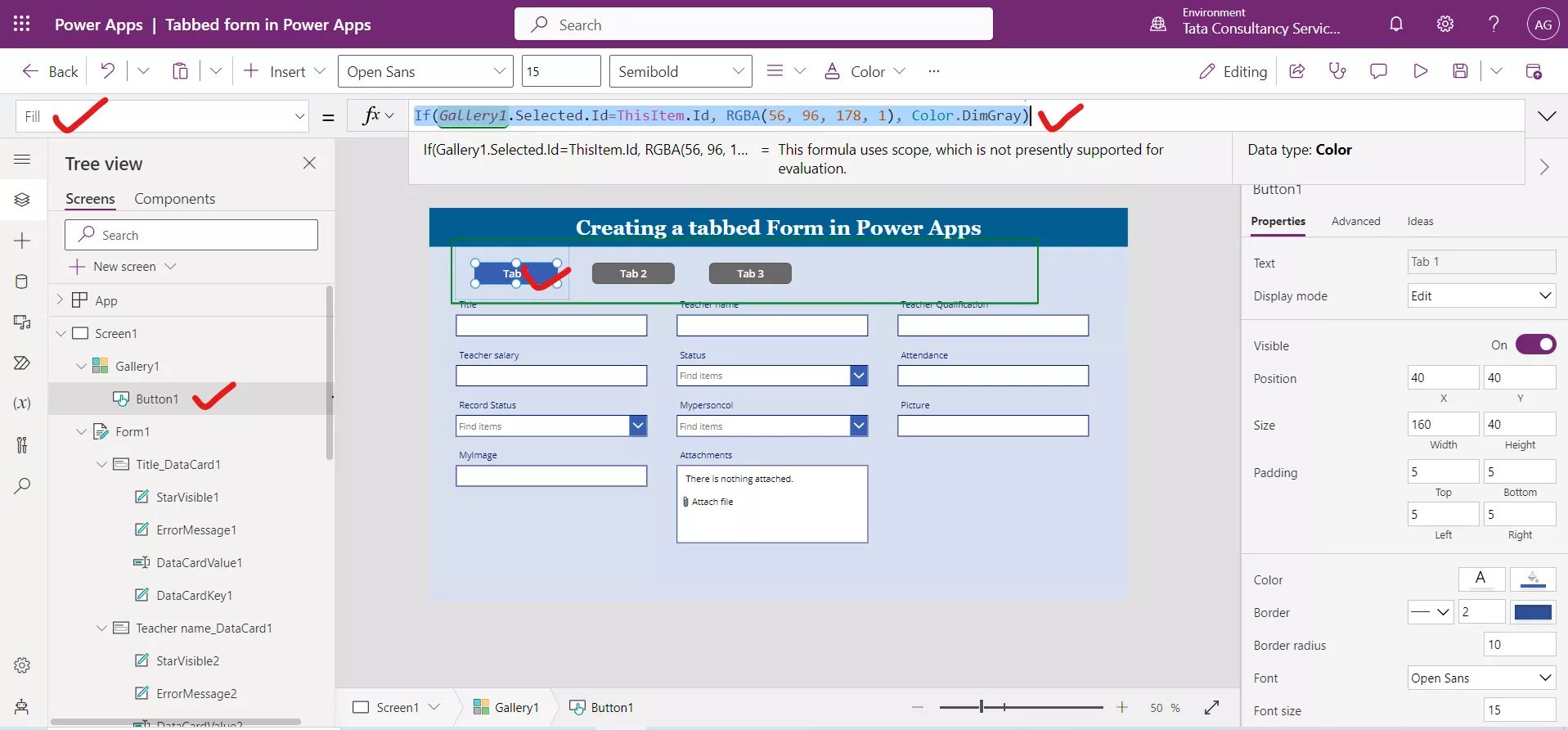 Tabbed Form in Power Apps