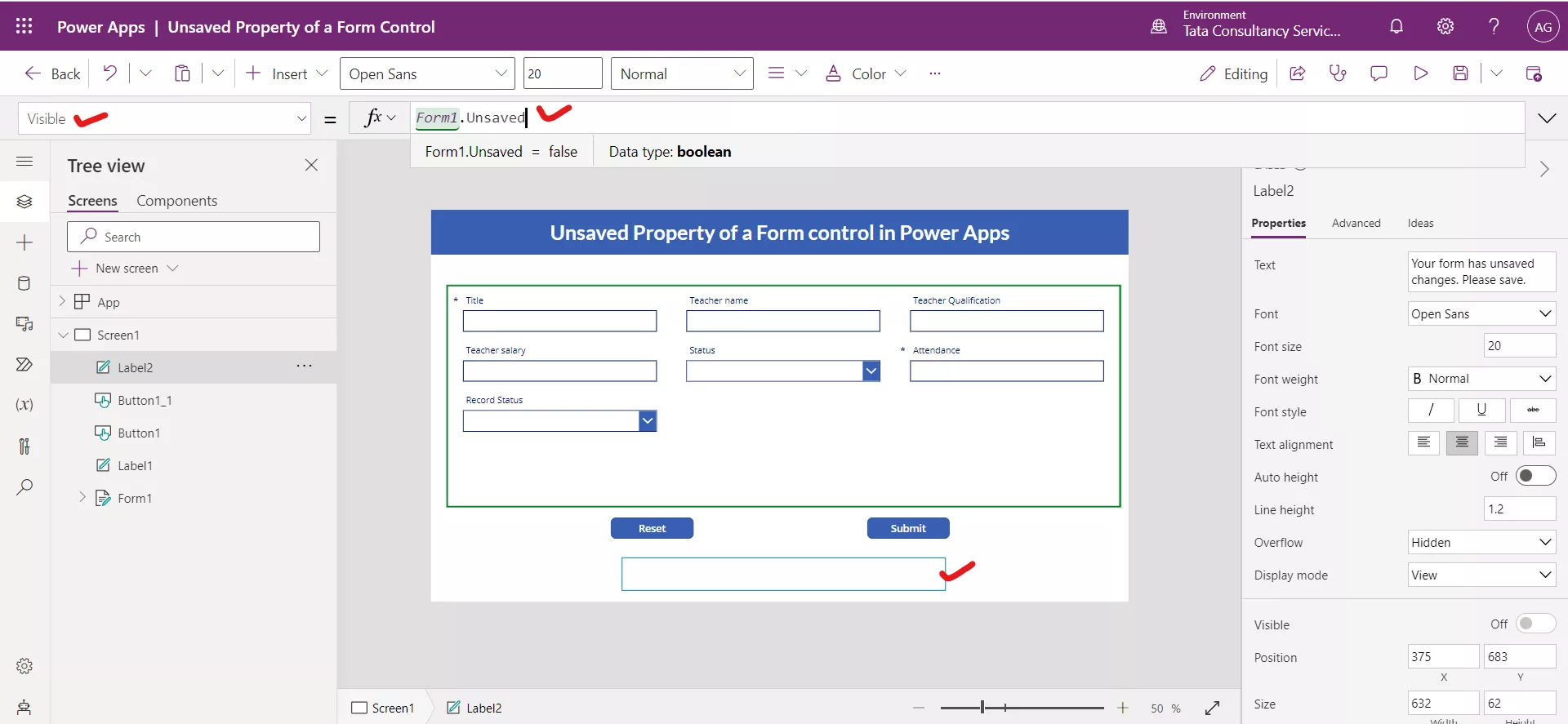 Form control in Power Apps