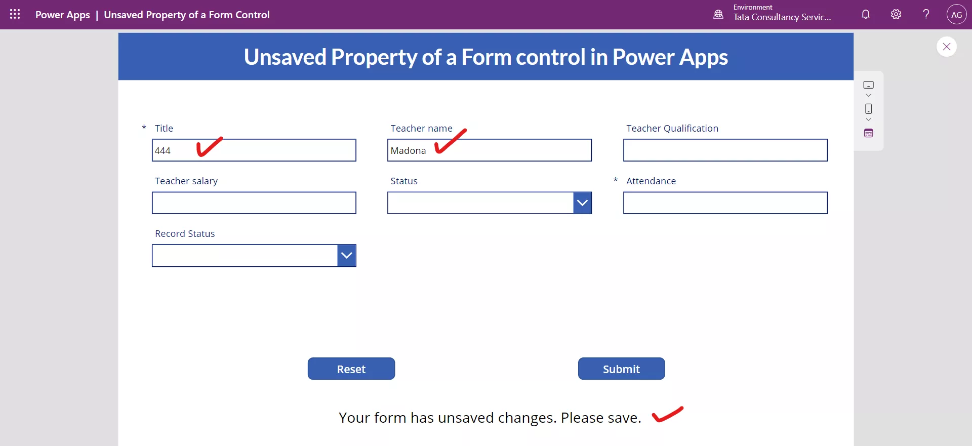 Form control in Power Apps