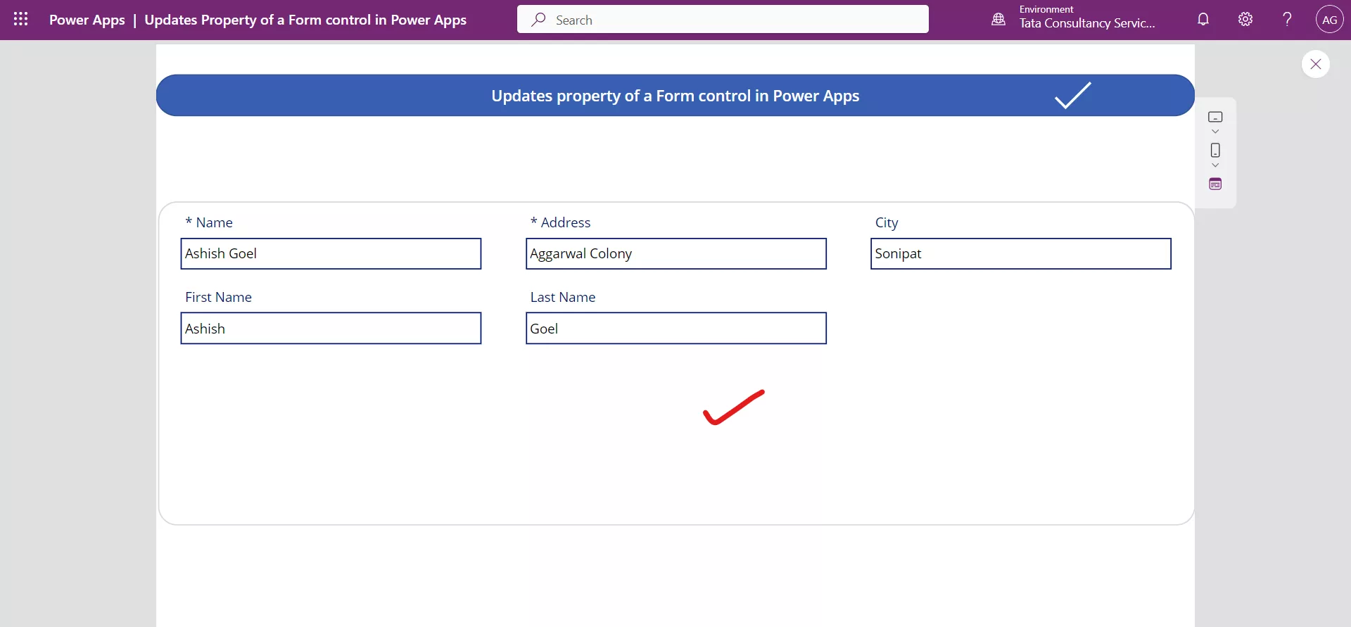 Form control in Power Apps