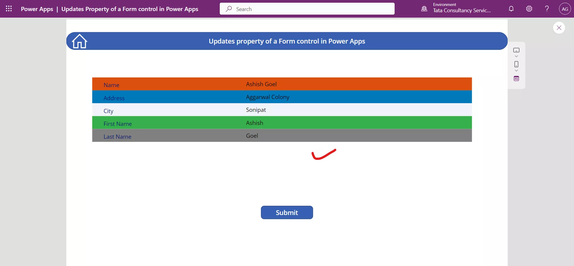 Form control in Power Apps