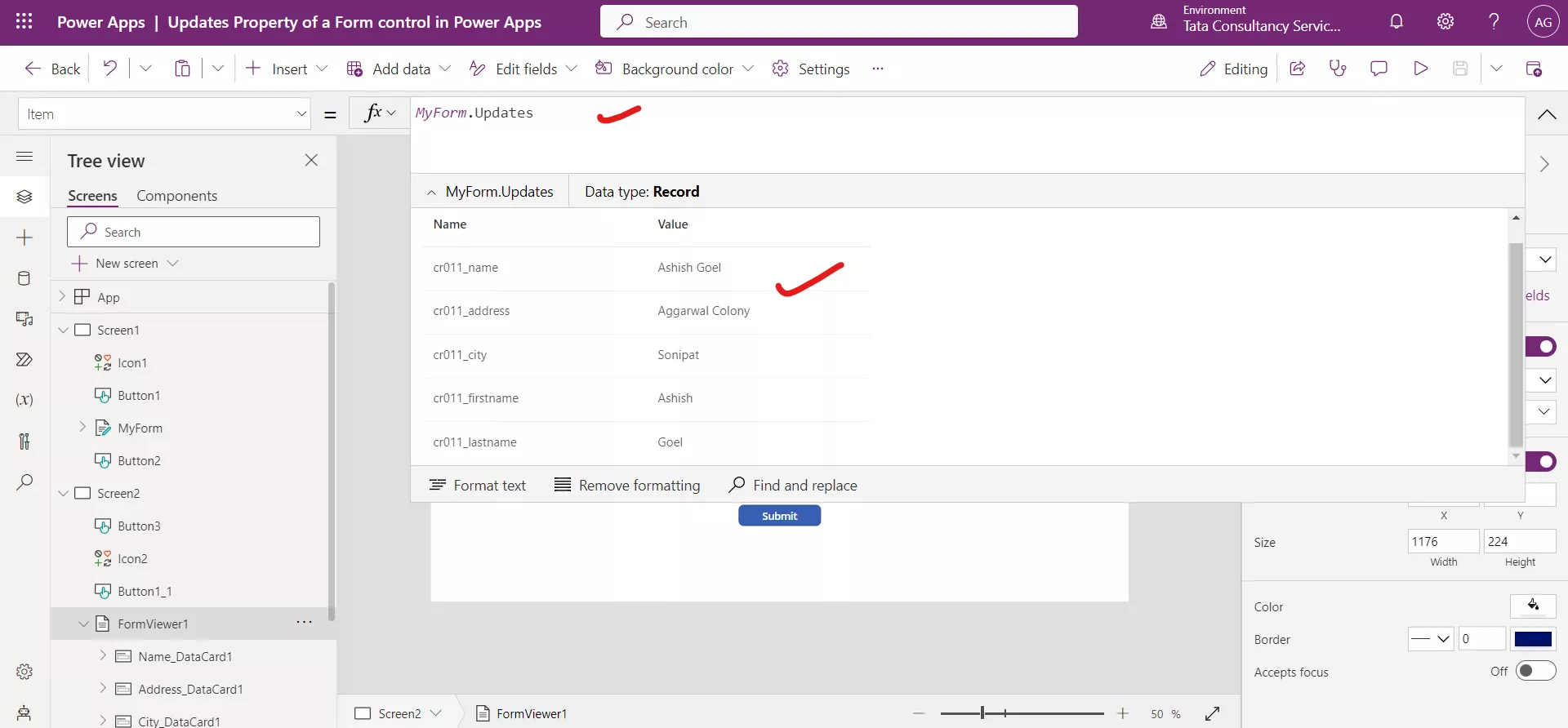 Form control in Power Apps