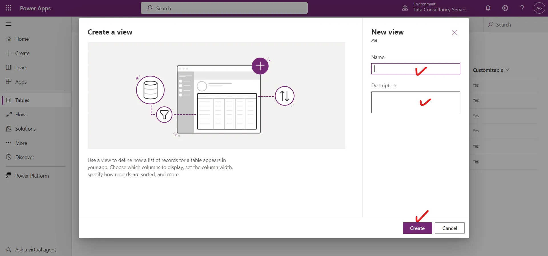 Views in Dataverse