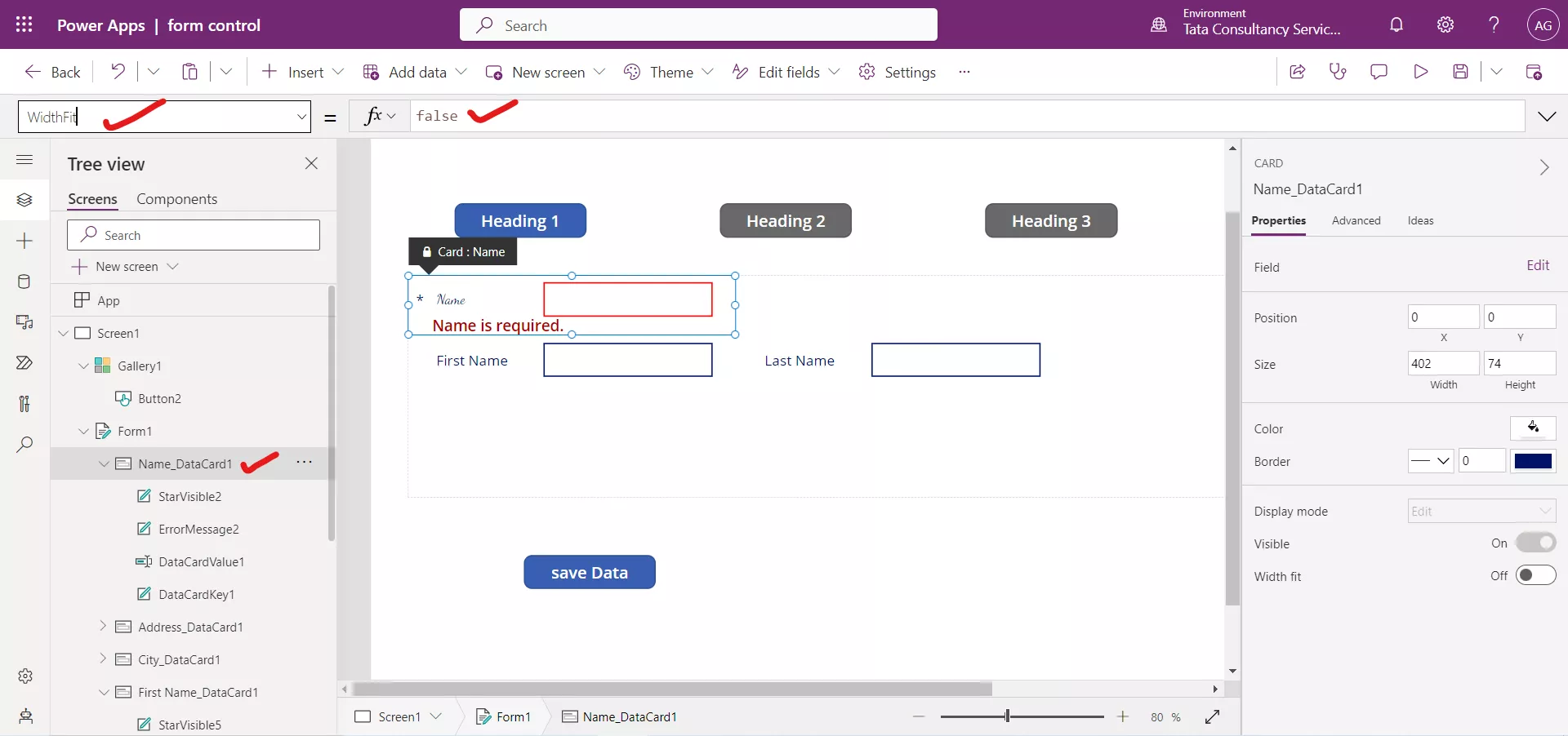 Designing the Form control in Canvas Power Apps