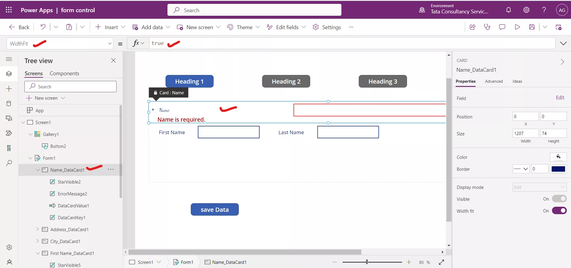 Designing the Form control in Canvas Power Apps