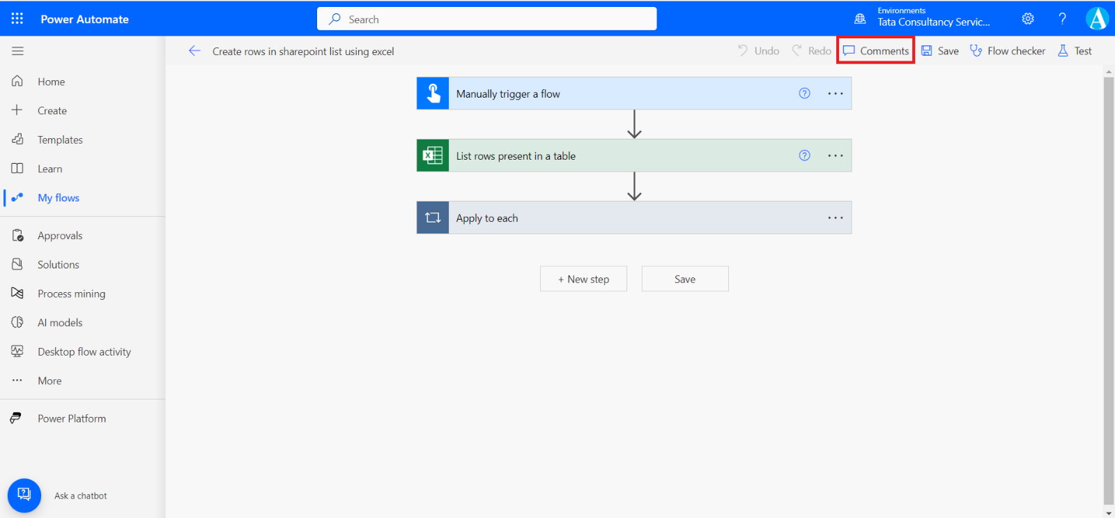 Comments in Power Automate